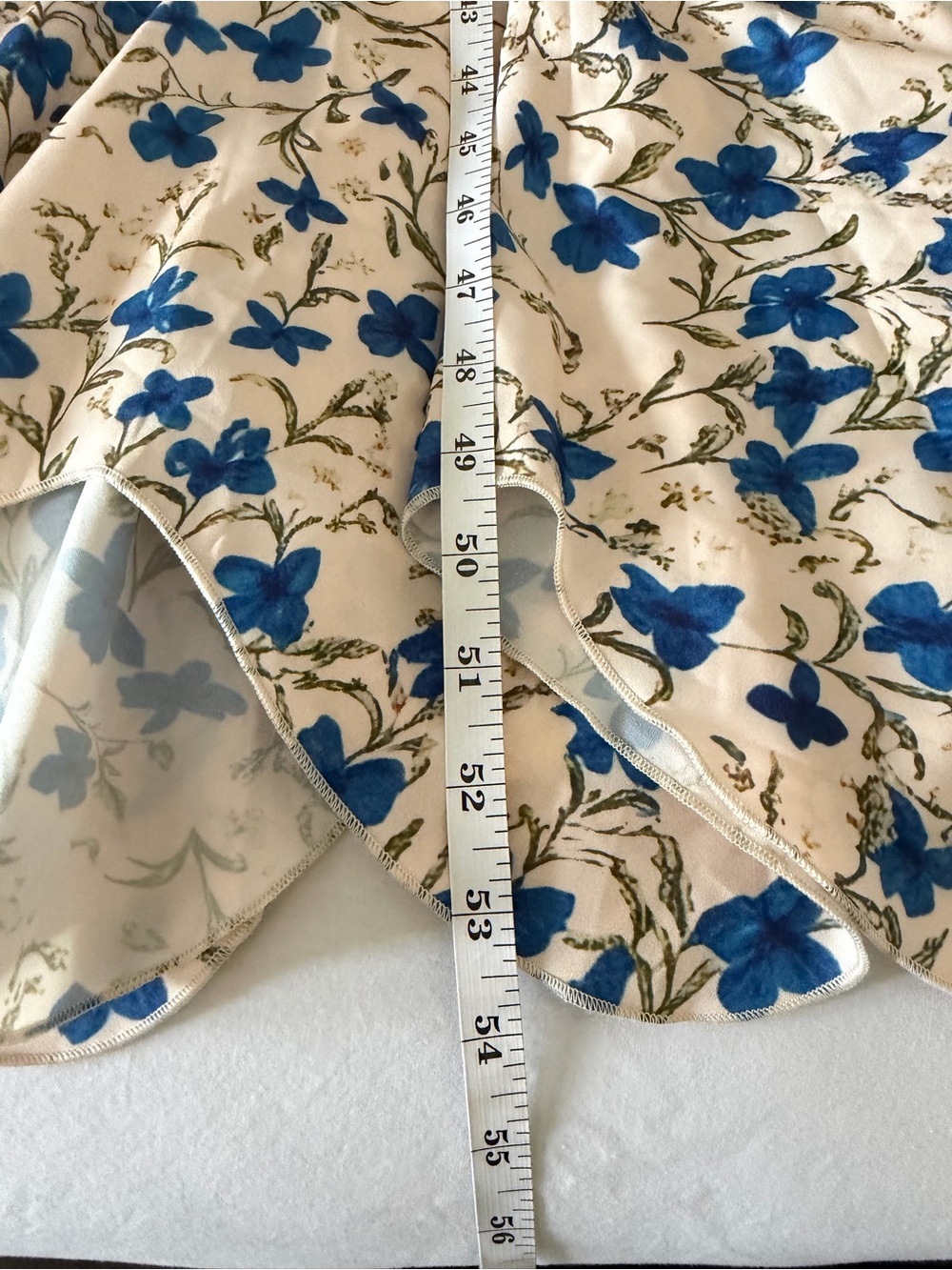 Commense Cream Maxi Dress with Blue Floral Print and Knot Detail size M - Picture 9 of 10